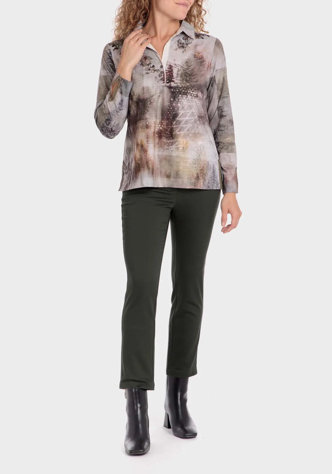 Floral Print Polo - Beige