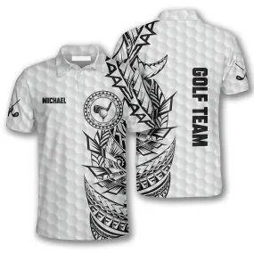 Golf Pattern Tribal White Version Custom Golf Polo Shirts for Men