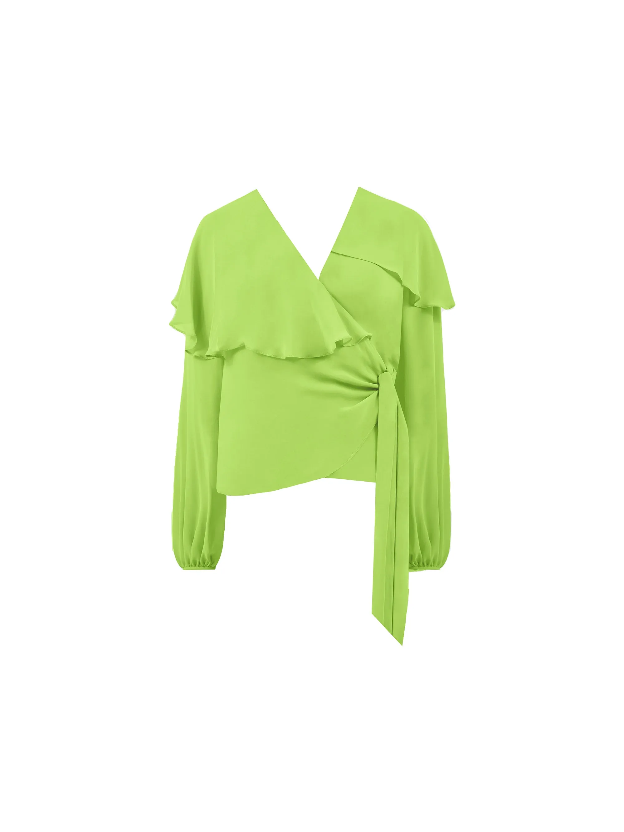 Green Cape Detail Wrap Top