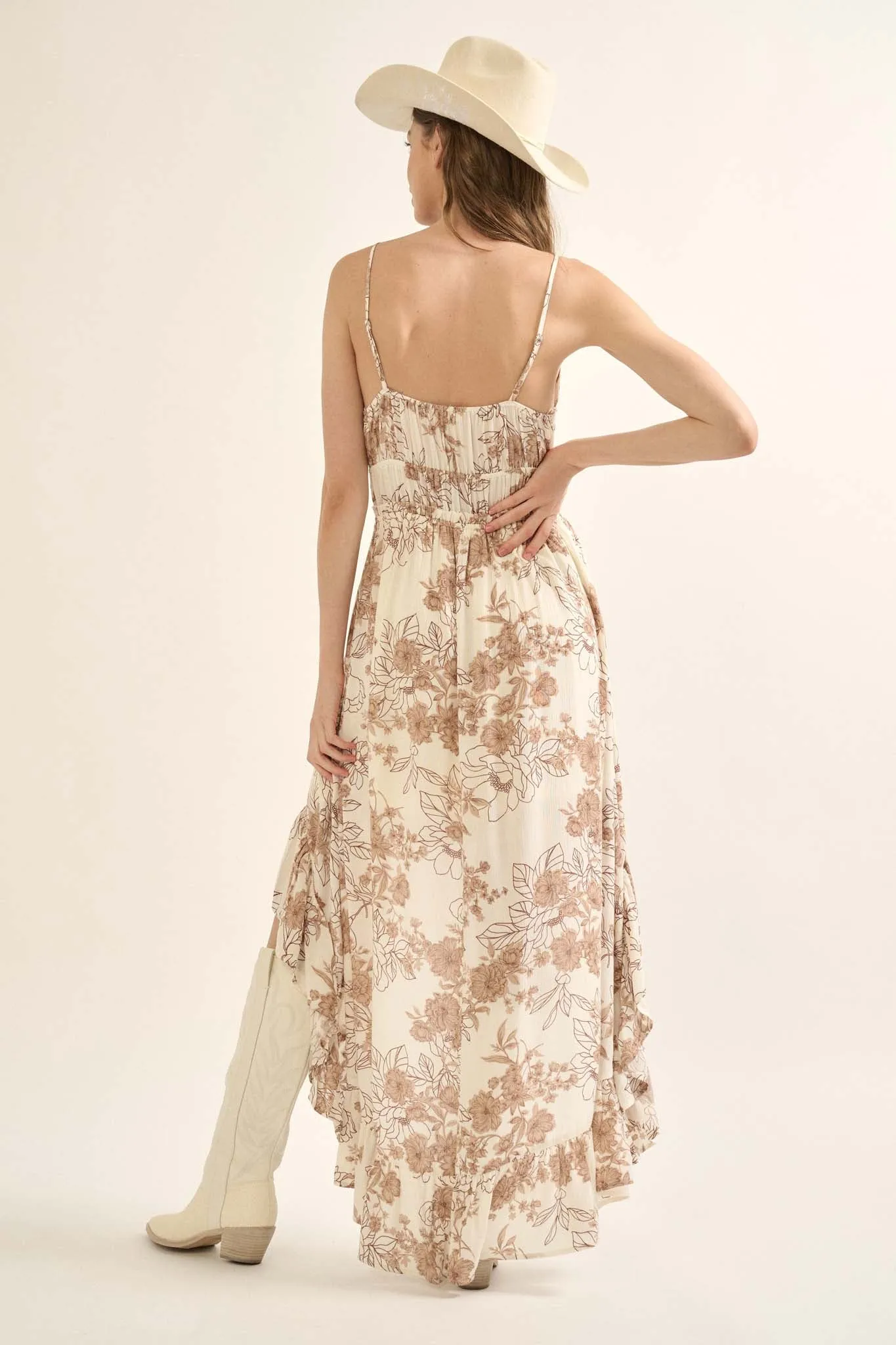 Heart Blooms Floral High-Low Maxi Sundress
