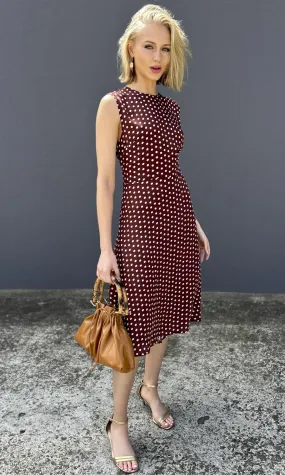 hoss Polka Dot Dress - Choc