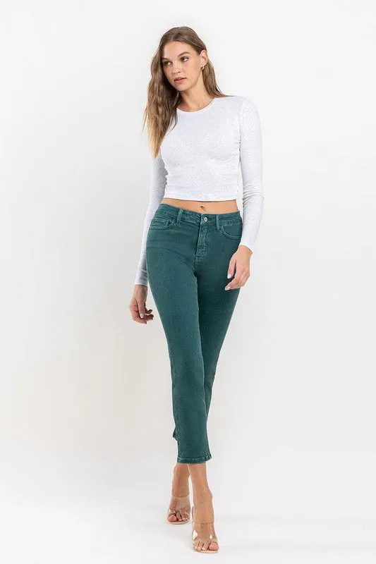 Jeanne High Rise Crop Slim Straight Jean