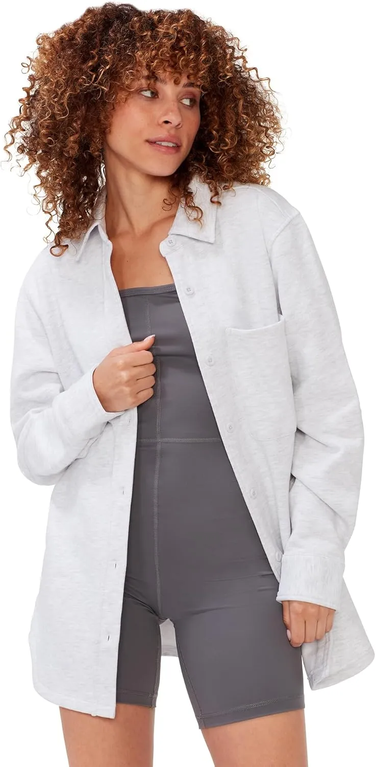 KUT & SO Women’s Shacket – Midweight Fleece Shirt Jacket – Boyfriend Fit, Chic Layering Piece