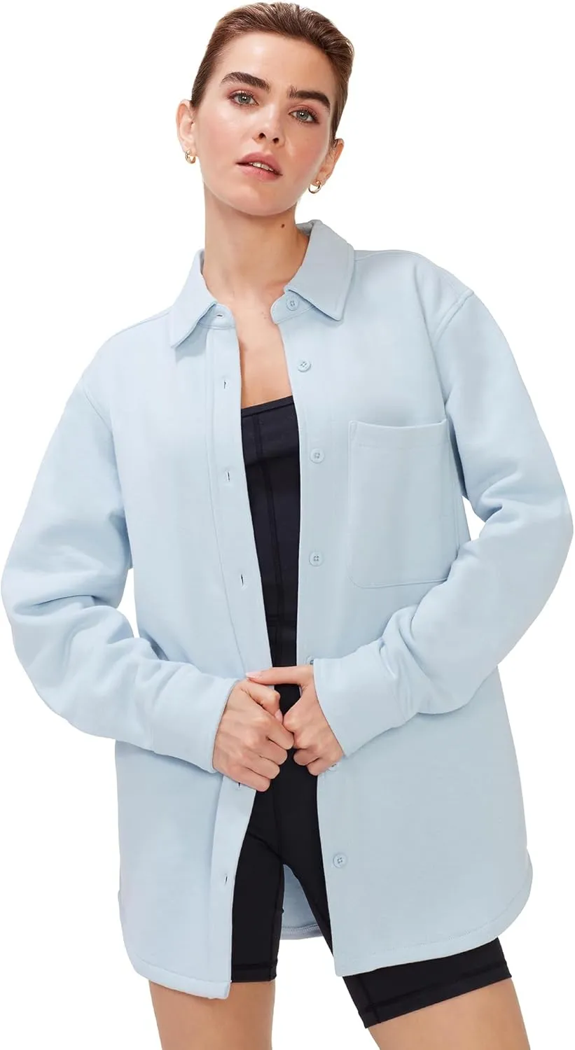 KUT & SO Women’s Shacket – Midweight Fleece Shirt Jacket – Boyfriend Fit, Chic Layering Piece