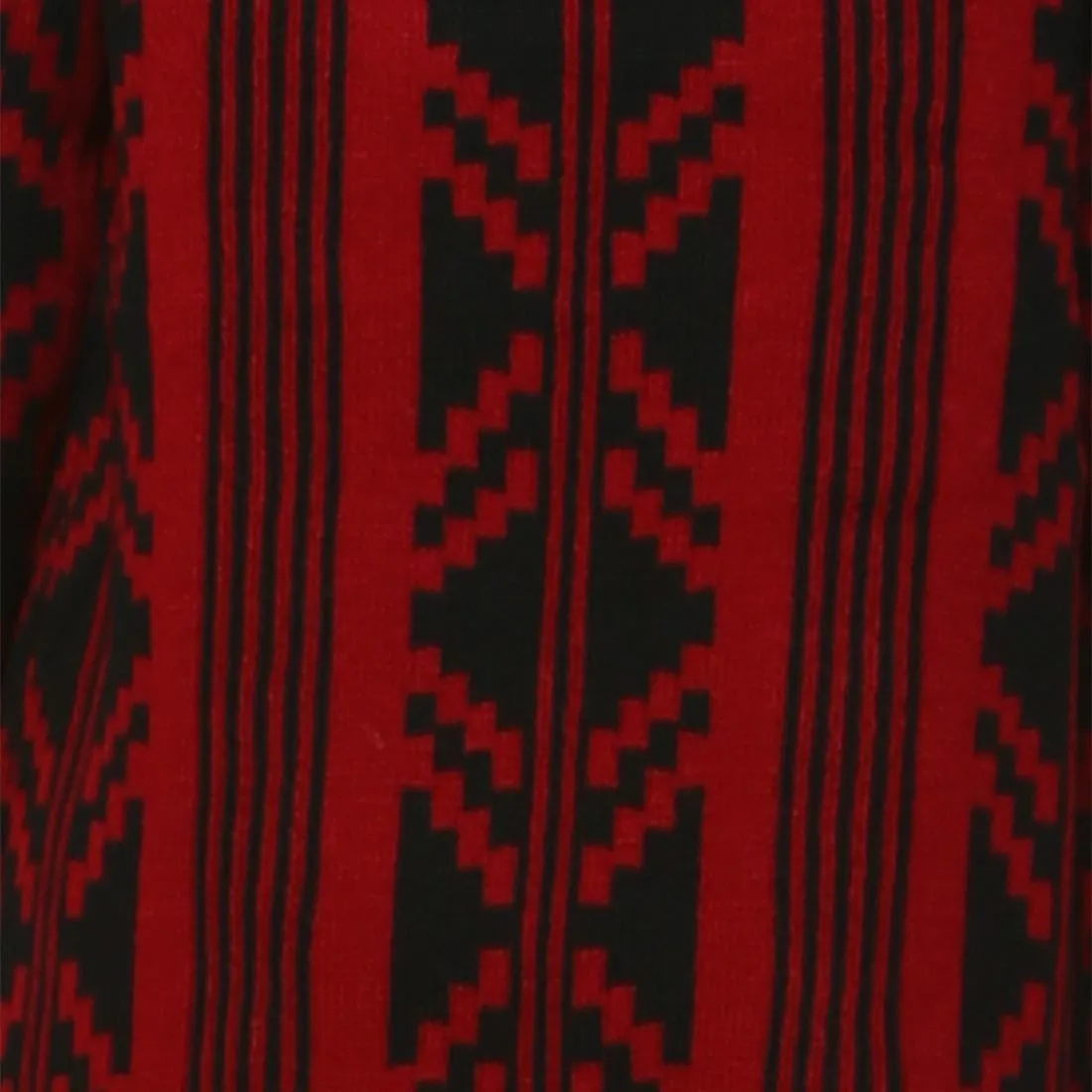 Long Trench Cardigan Tribal Sweater Geometric Burgundy Red