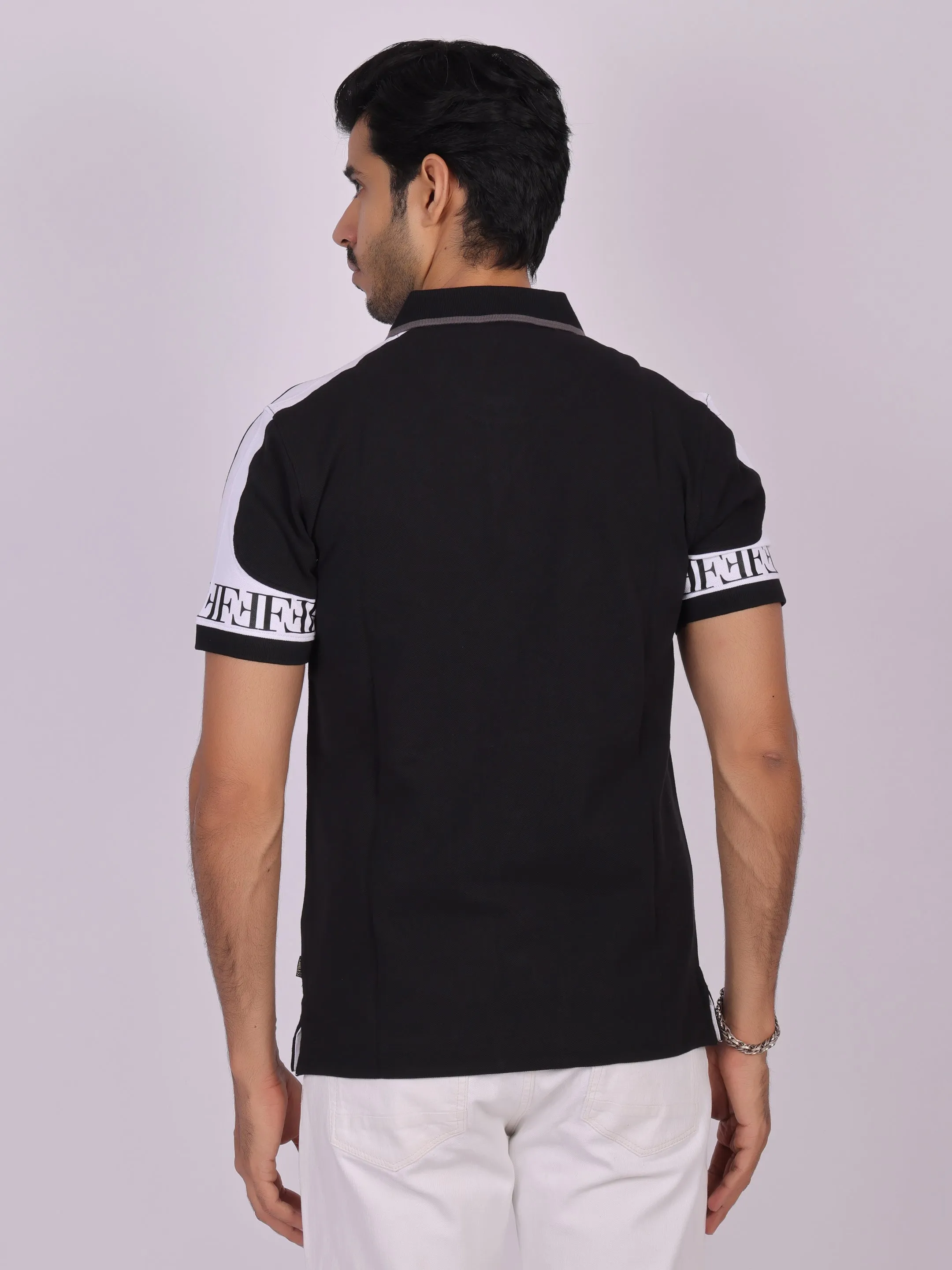 Men's Black Cotton Polo T-shirt - Casual, Comfortable, Versatile