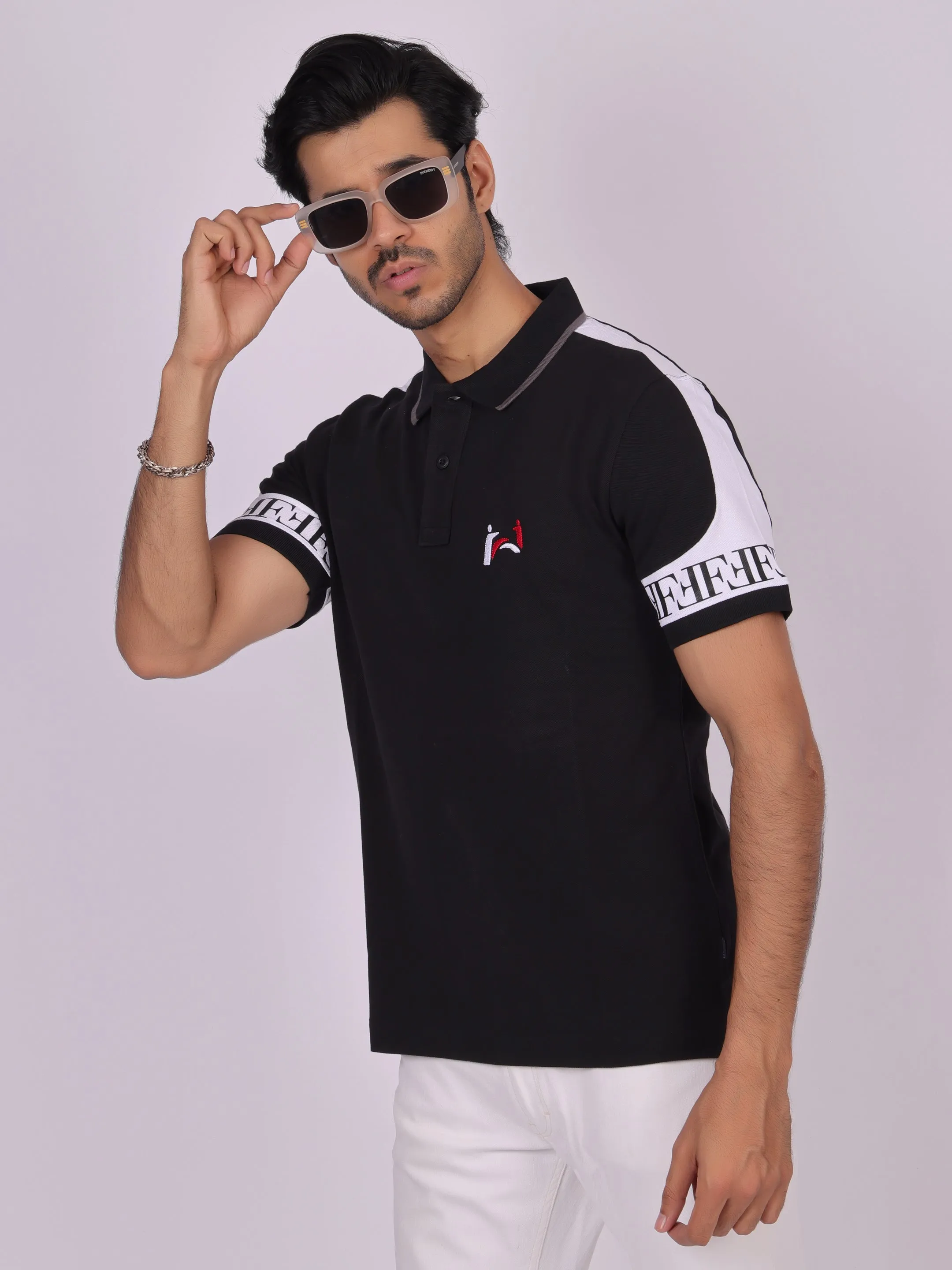 Men's Black Cotton Polo T-shirt - Casual, Comfortable, Versatile