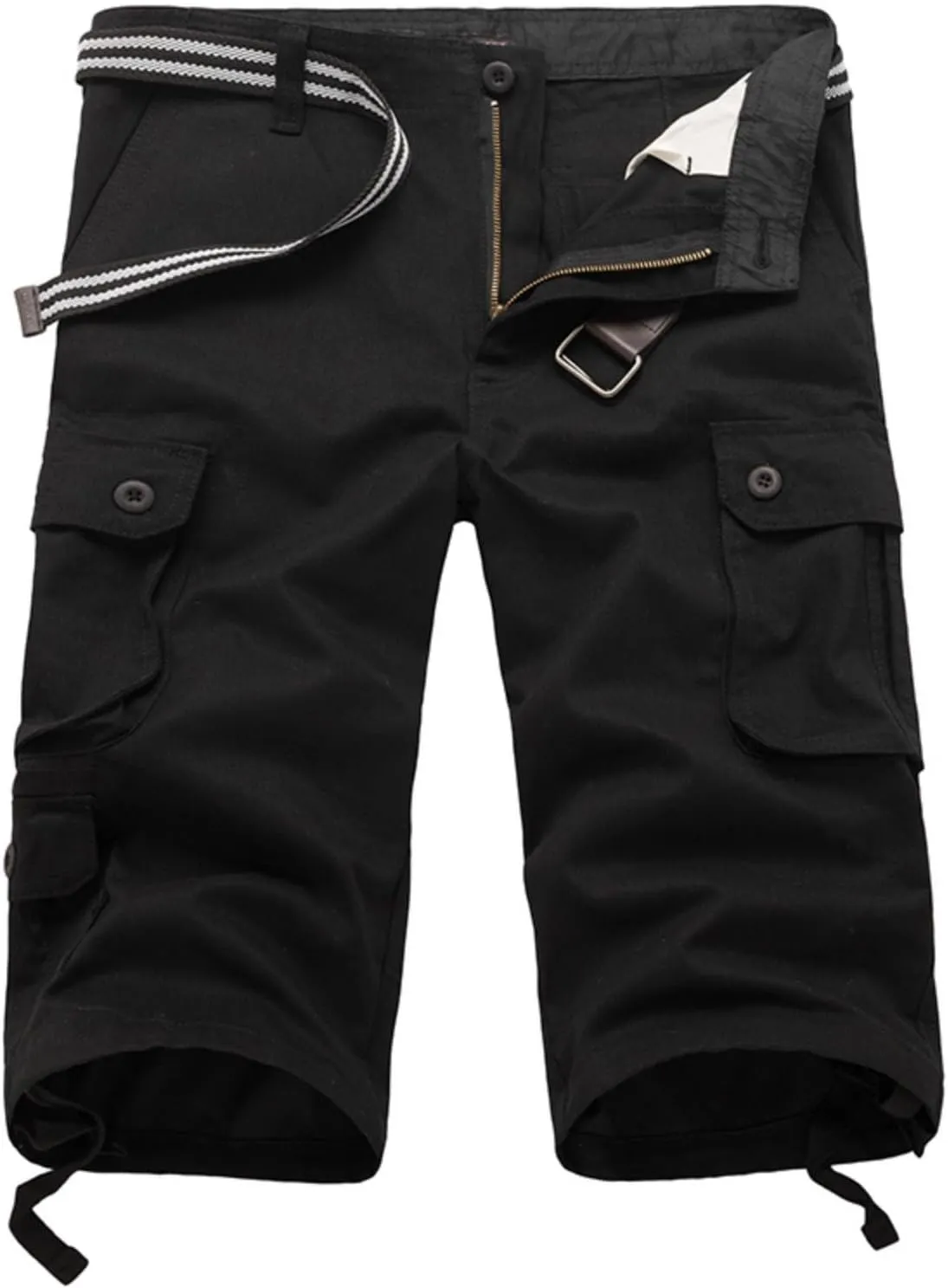 Mens Cargo 3/4 Pants Plus Size Soft Stretchy Outdoor Drawstring Work Pants Quick Dry Capri Pants Trousers for Gym