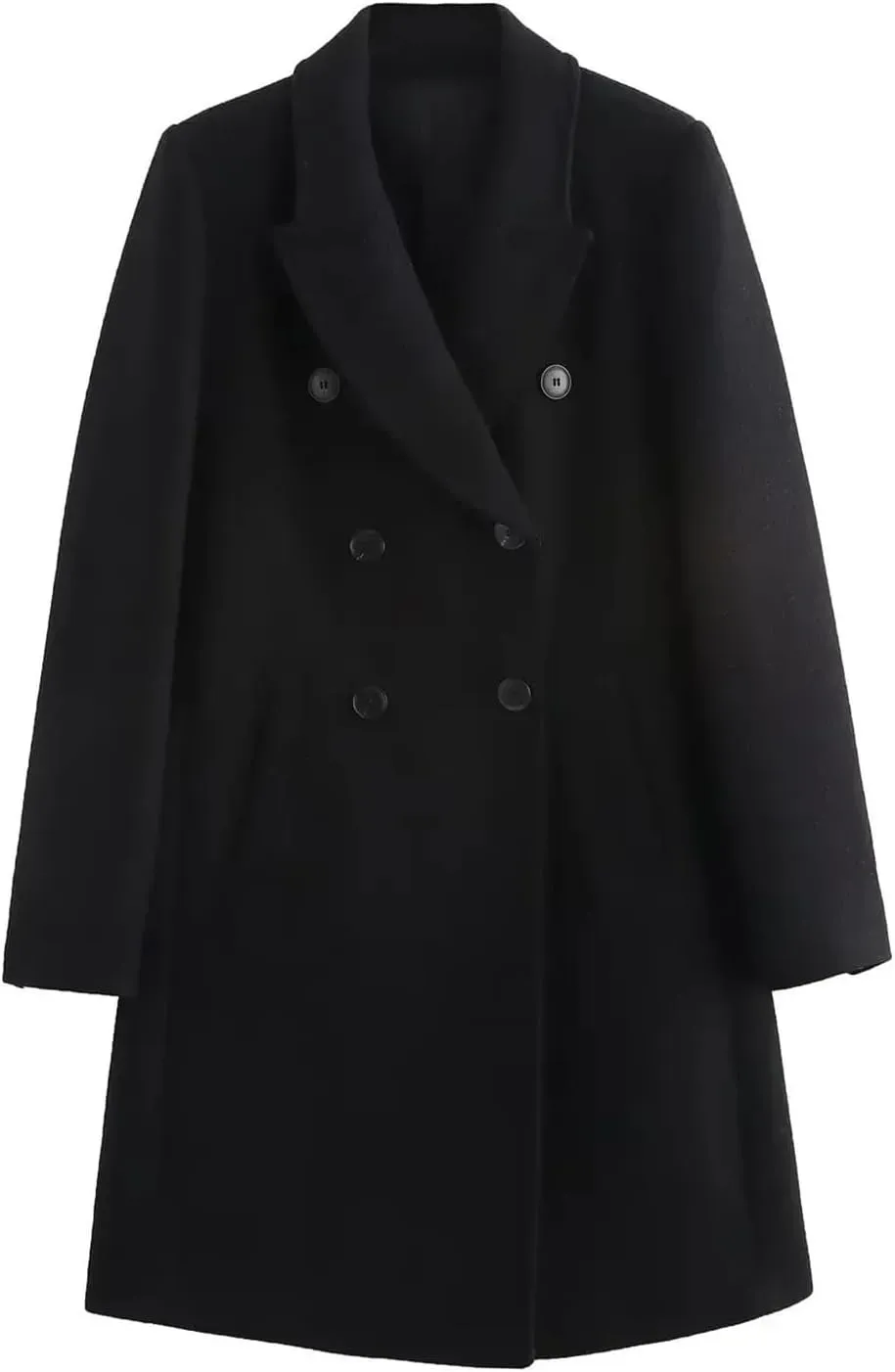 Mnjyihy Wool Blended Coat For Women Winter Thick Long Sleeved Double Breasted Lapel Trench Coat Chic Tops