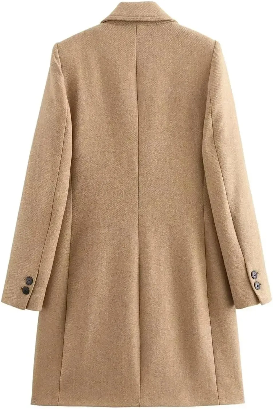 Mnjyihy Wool Blended Coat For Women Winter Thick Long Sleeved Double Breasted Lapel Trench Coat Chic Tops