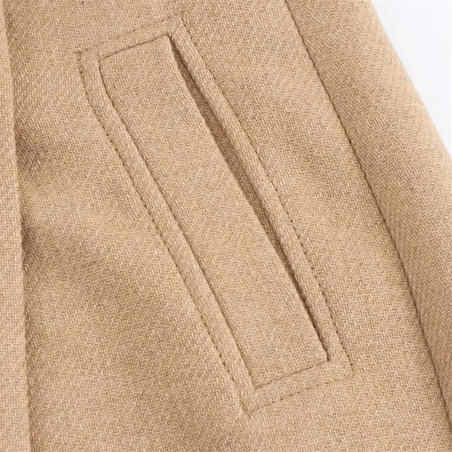 Mnjyihy Wool Blended Coat For Women Winter Thick Long Sleeved Double Breasted Lapel Trench Coat Chic Tops