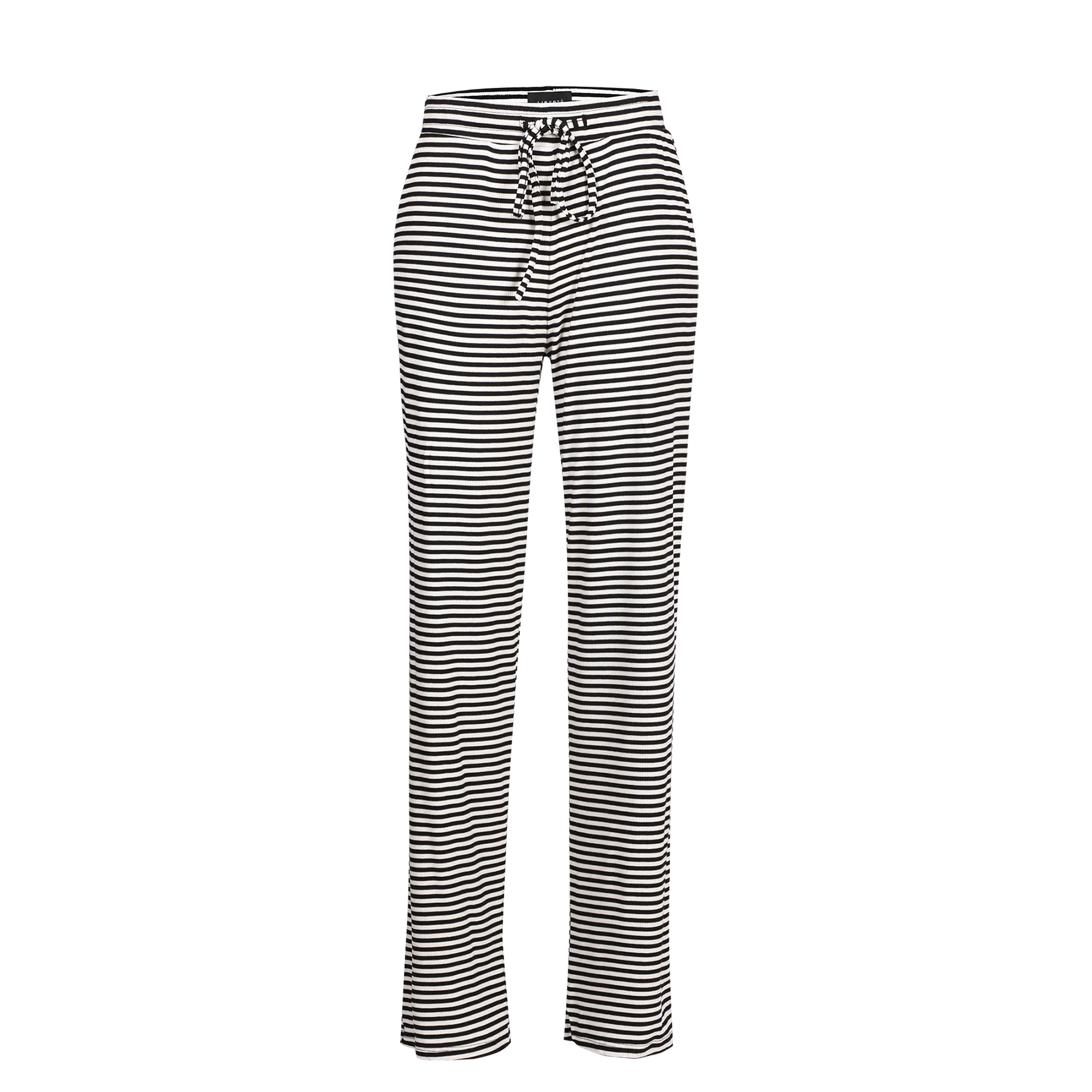 NATALIA-STRAIGHT-PANTS - BLACK CREME SMALL STRIPE