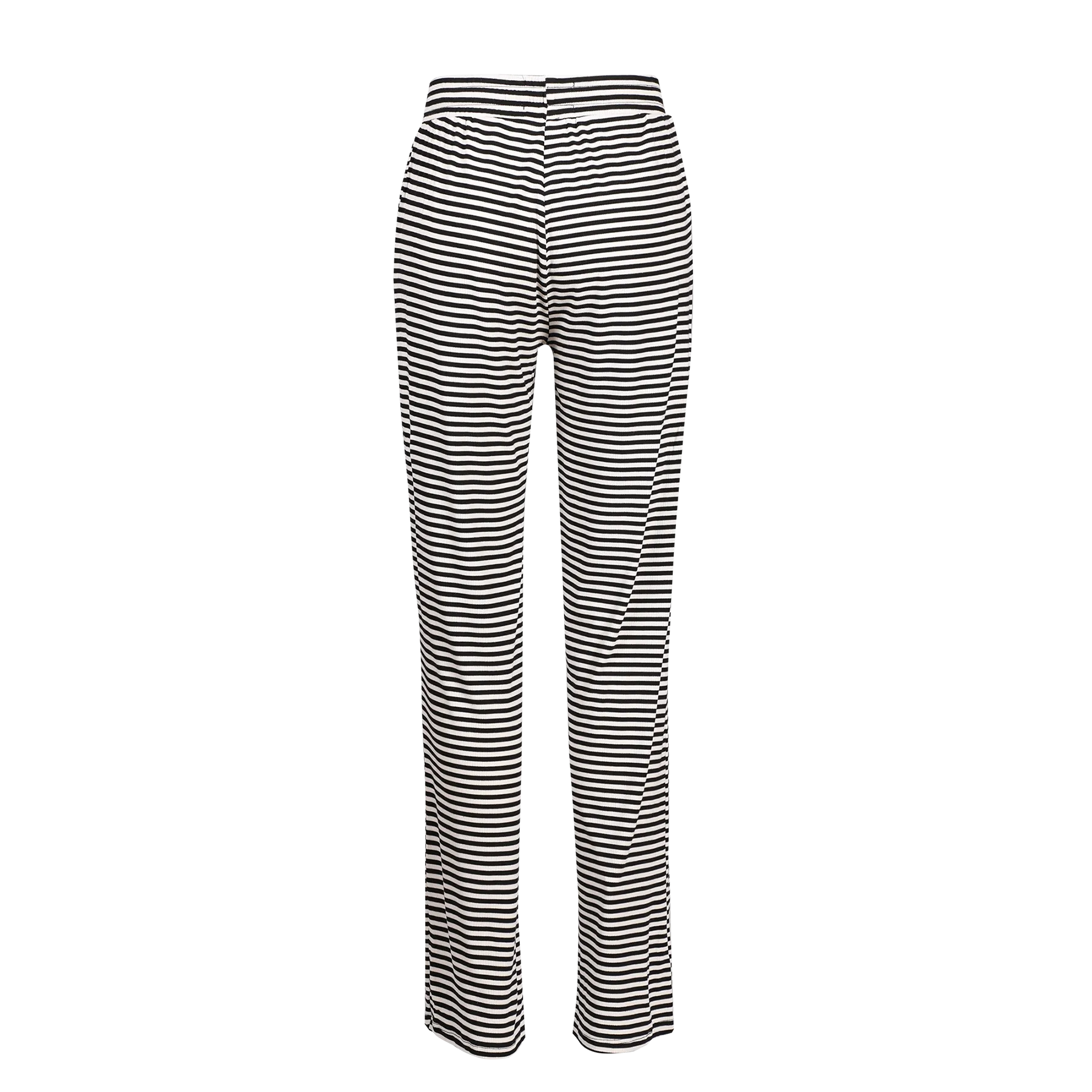 NATALIA-STRAIGHT-PANTS - BLACK CREME SMALL STRIPE