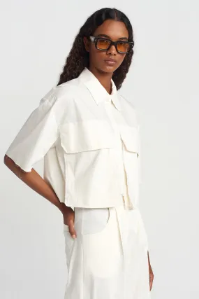 Nu Crop Poplin Shirt Ecru