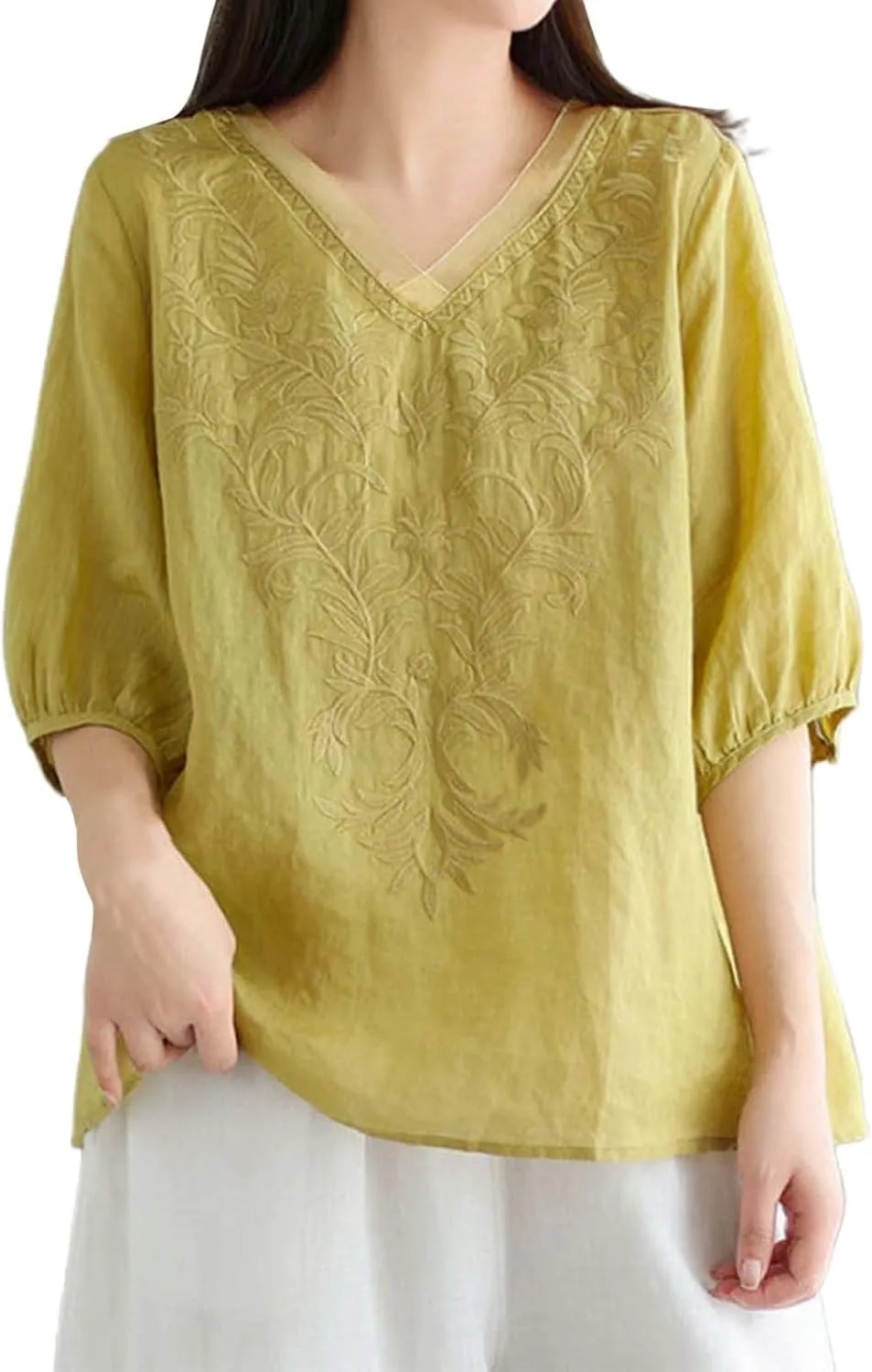 Oversized Crew Neck Linen Tops for Women Short Sleeve Cotton Blend Tee Shirts 2025 Summer Breathable Soft Casual Tops