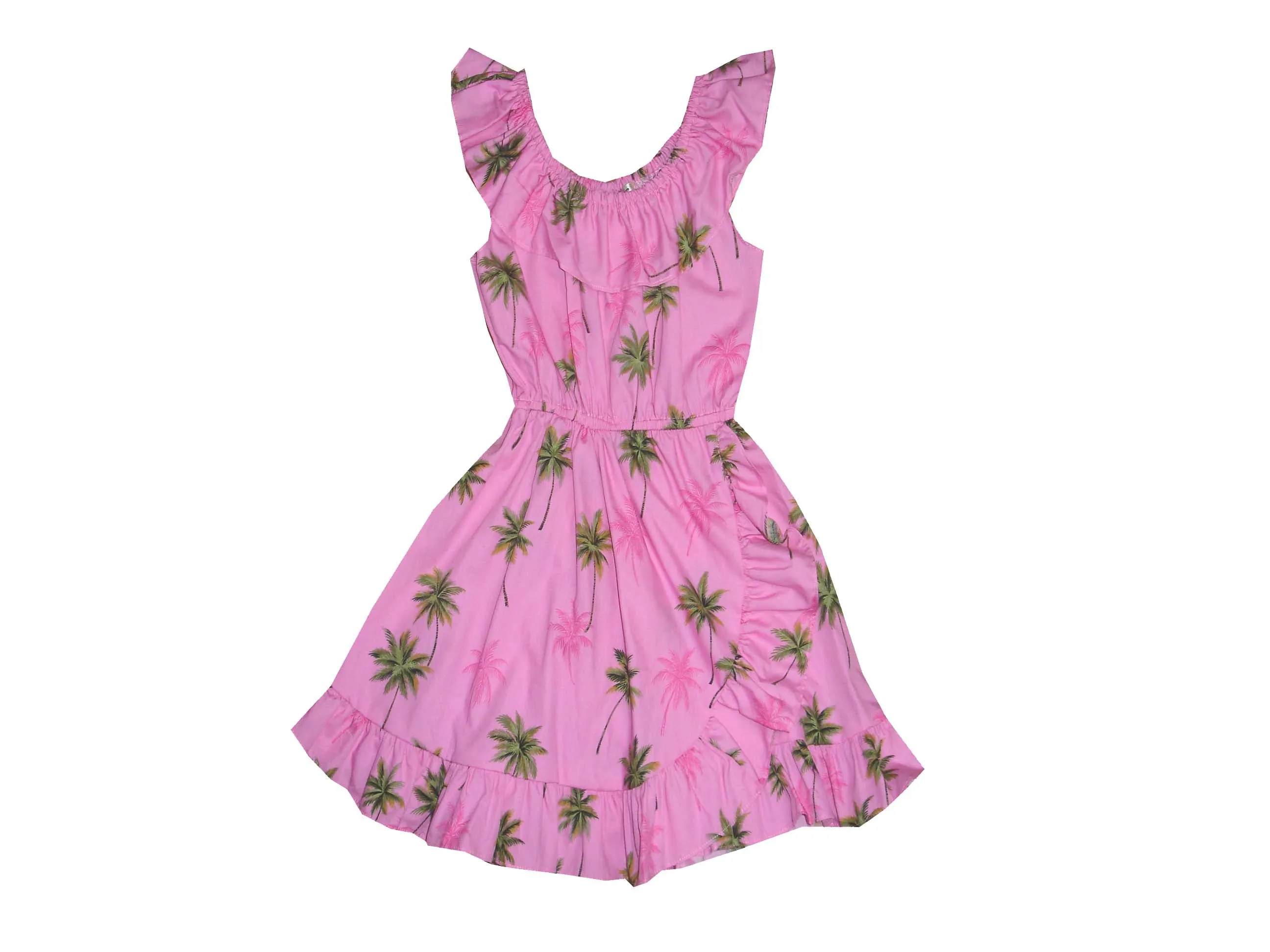 Palm Trees Cotton Hawaiian Dress Girl