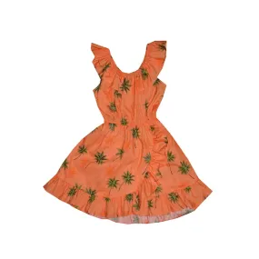 Palm Trees Cotton Hawaiian Dress Girl