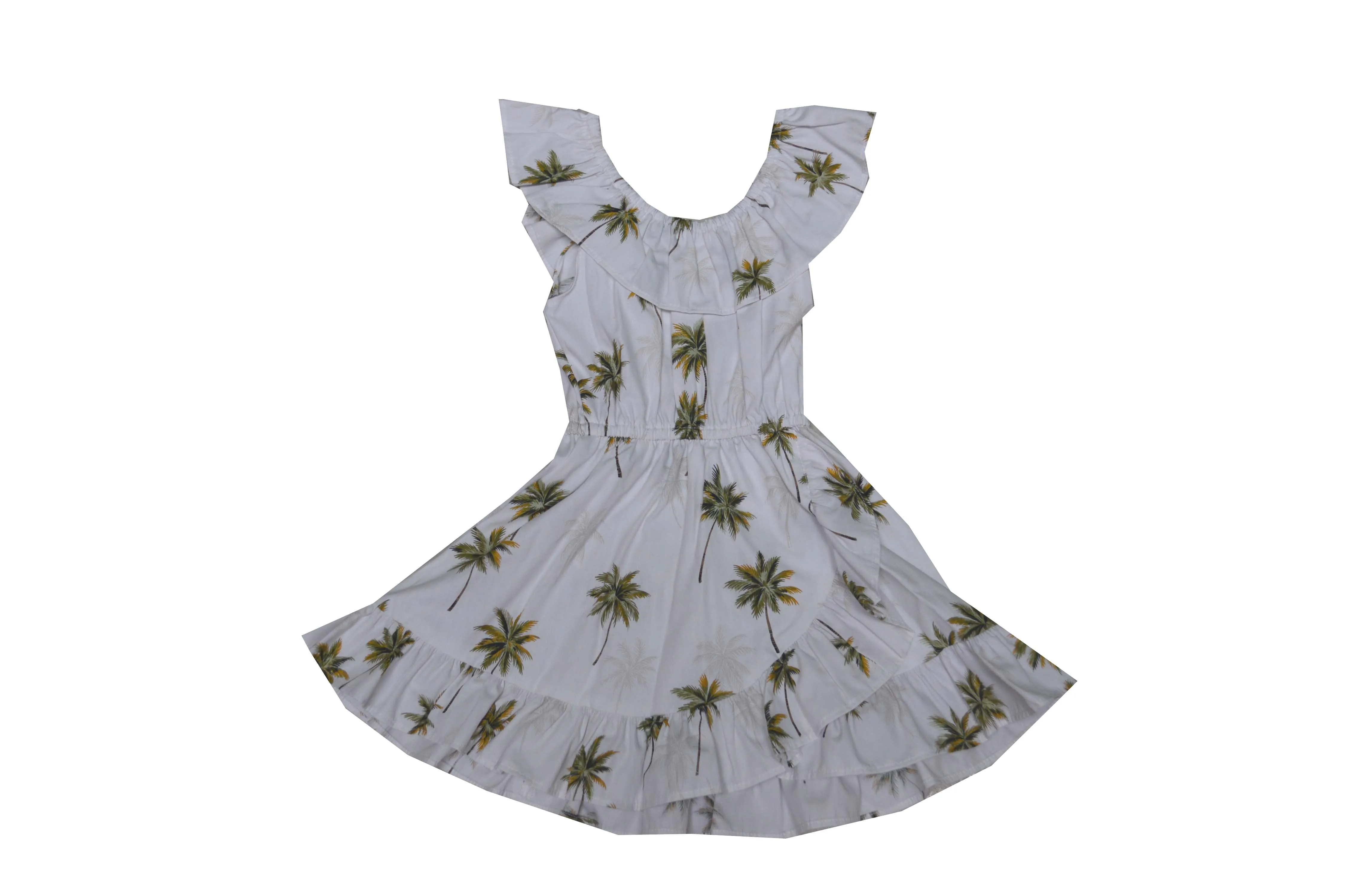 Palm Trees Cotton Hawaiian Dress Girl