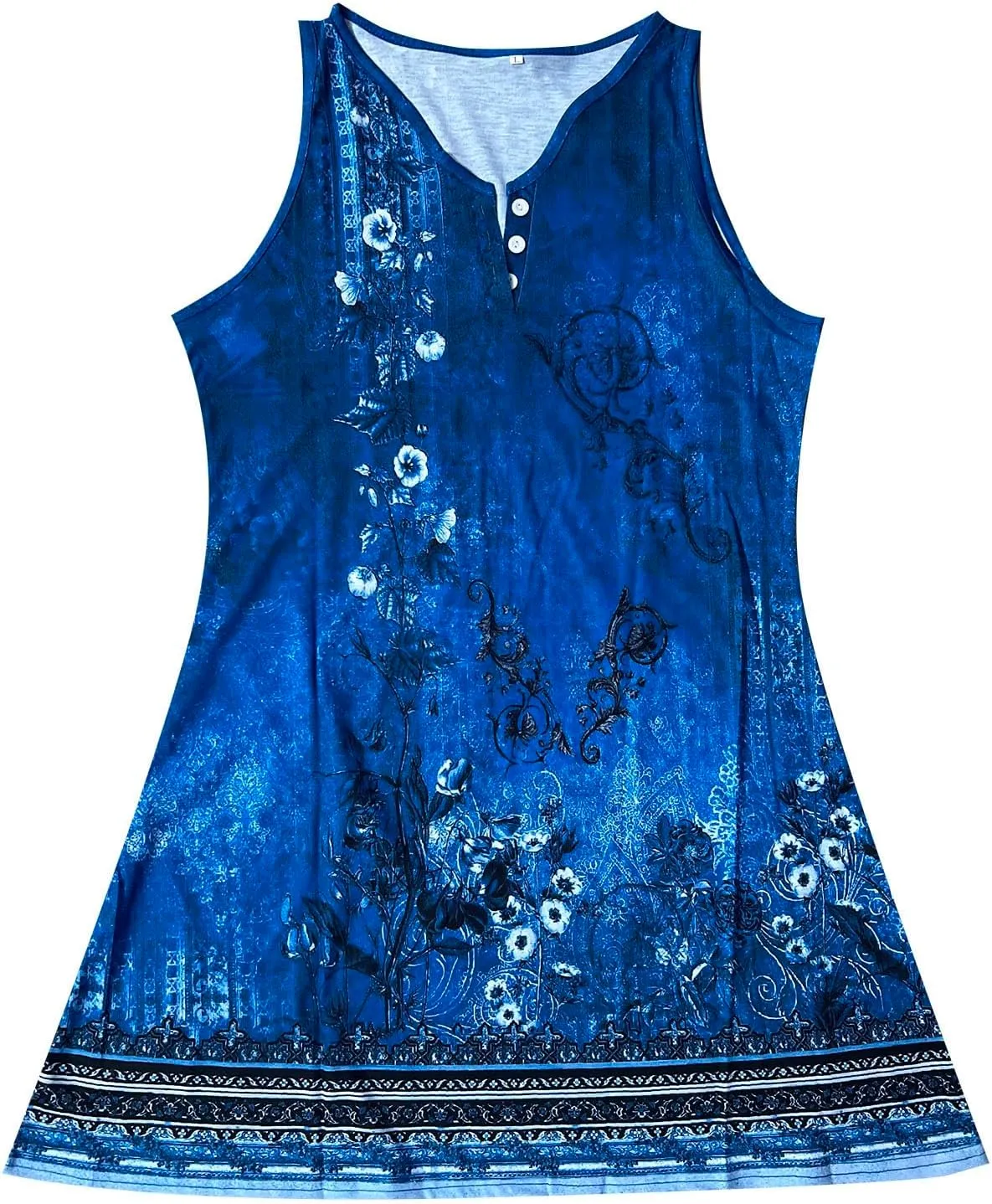 Plus Size Summer Dresses for Women Casual Floral Print Sundress Loose V Neck A Line Vacation Sun Dress Beach Dress