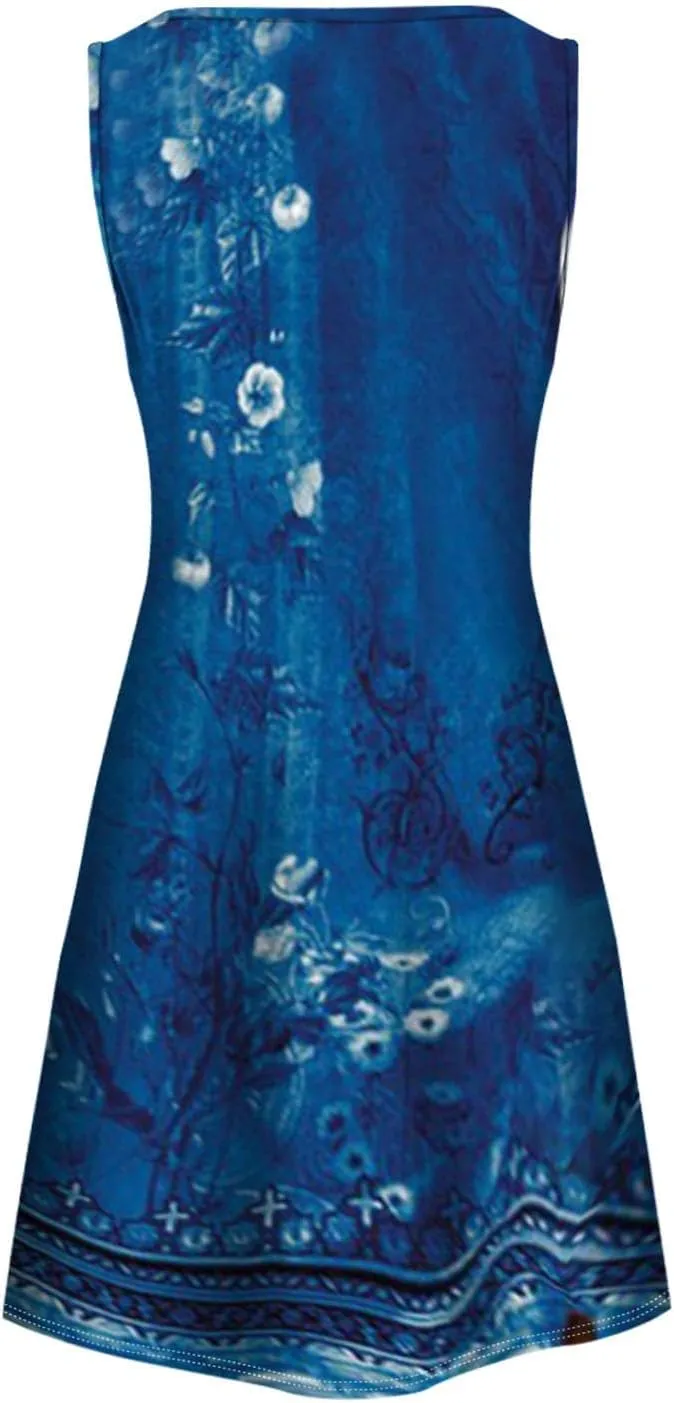 Plus Size Summer Dresses for Women Casual Floral Print Sundress Loose V Neck A Line Vacation Sun Dress Beach Dress
