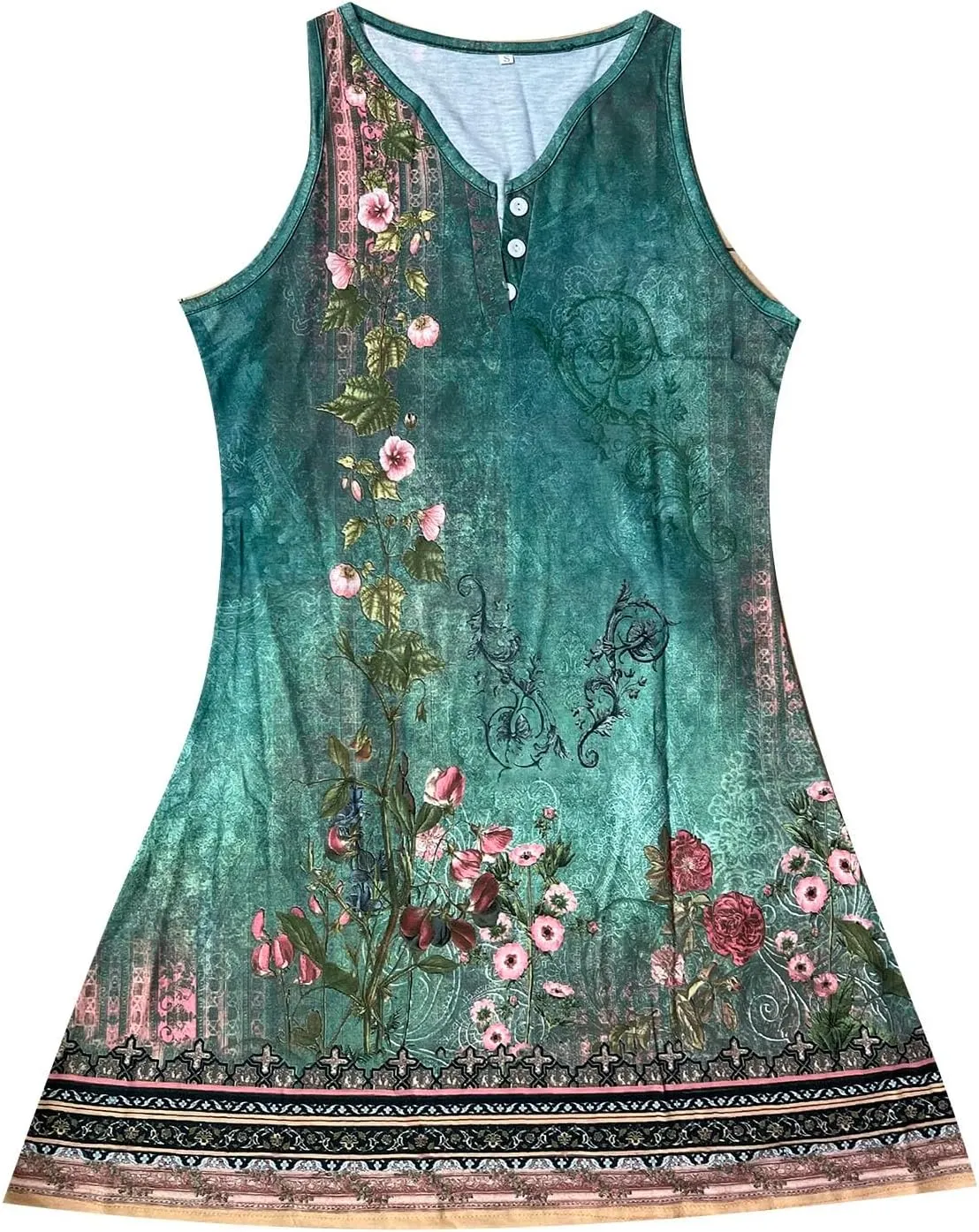 Plus Size Summer Dresses for Women Casual Floral Print Sundress Loose V Neck A Line Vacation Sun Dress Beach Dress