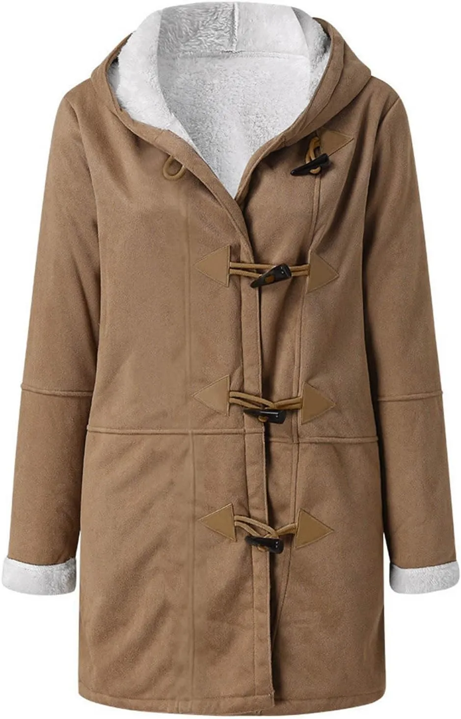 Plus Size Winter Coats for Women 2024 Warm Sherpa Fleece Lined Distressed Jackets Soft Long Sleeve Hooded Pocket Coat