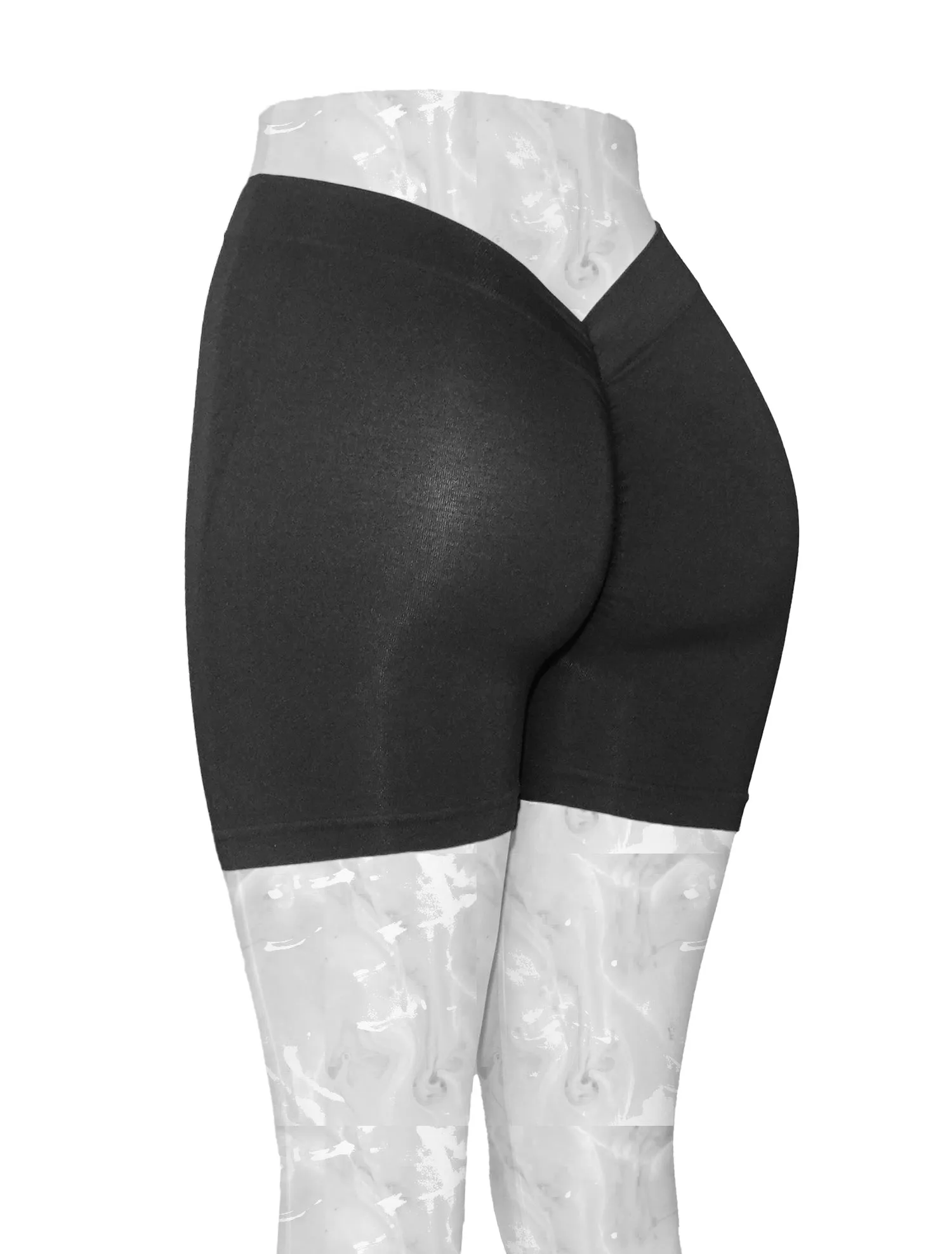 PoshSnob Seamless "V-Back SHORTIES" Scrunch Lounge Thin Skin Shorts M-L Black Navy Grey