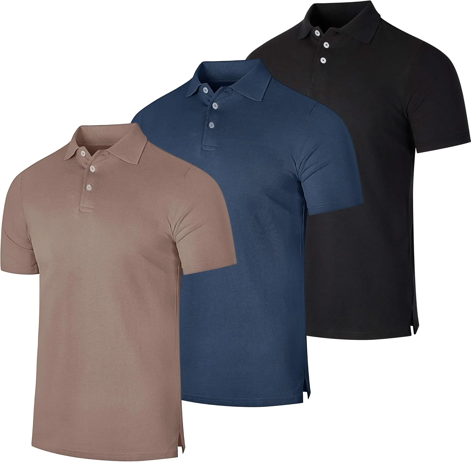 Real Essentials 3 & 4 Pack: Men's Cotton Pique Short Sleeve Polo Shirt - Performance Polo (Available in Big & Tall)