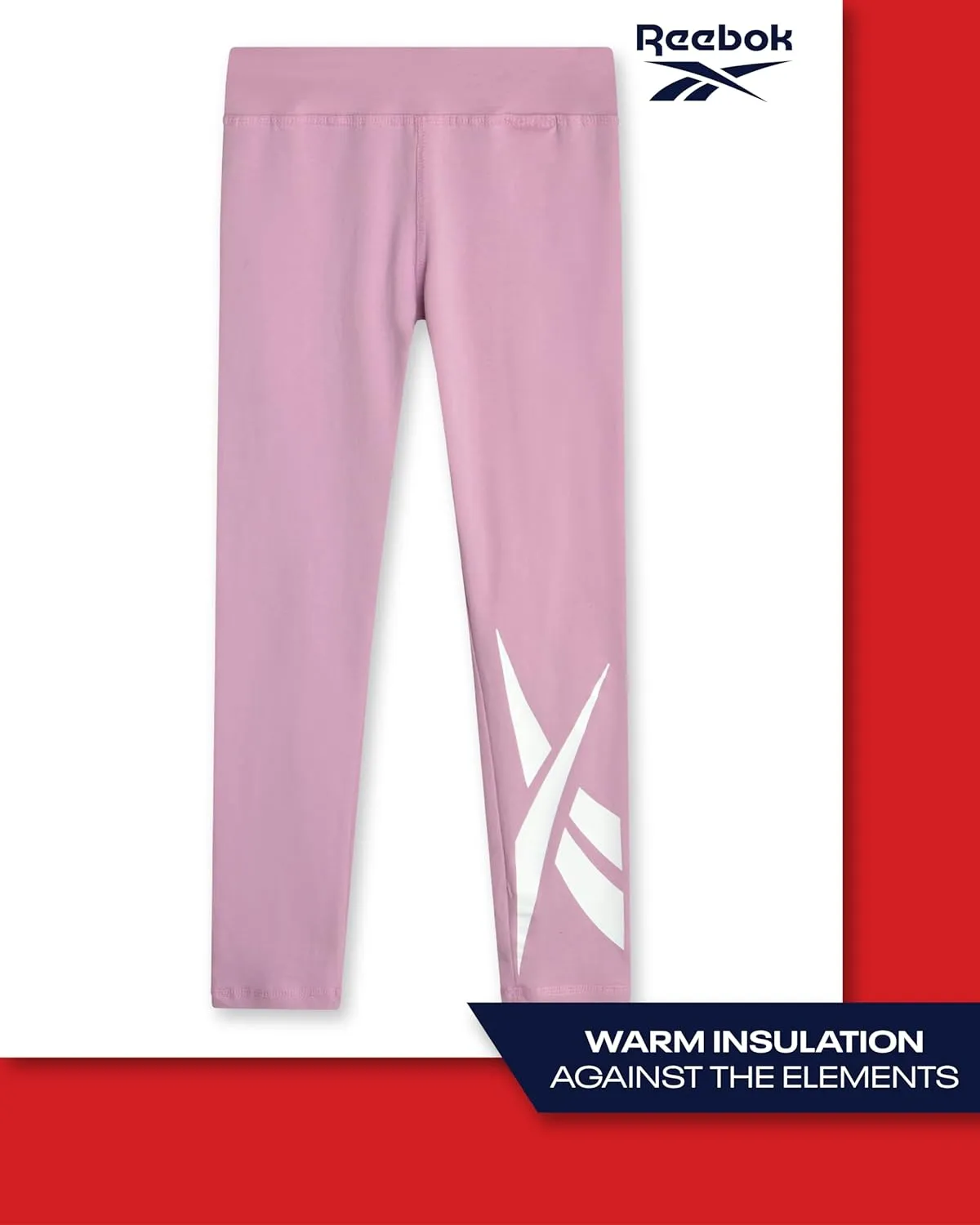 Reebok Girls Leggings - Athletic Performance Cotton Leggings - Stretchy Yoga Pants for Girls Dance Tights (Sizes: 7-12)