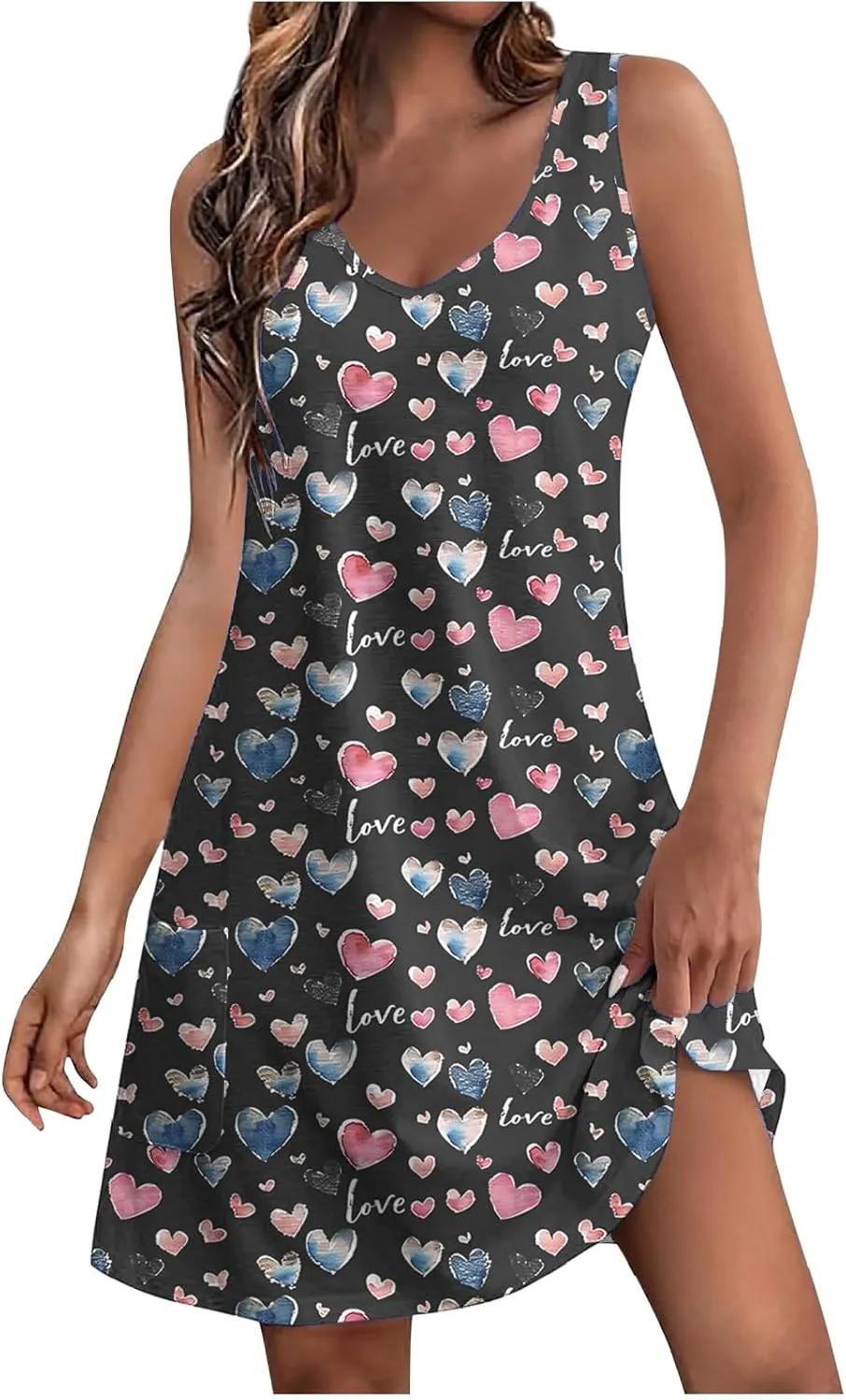 Summer Floral Sundress for Women Casual Sleeveless V Neck Button Down A Line Short Dress Beach Vacation Mini Dress