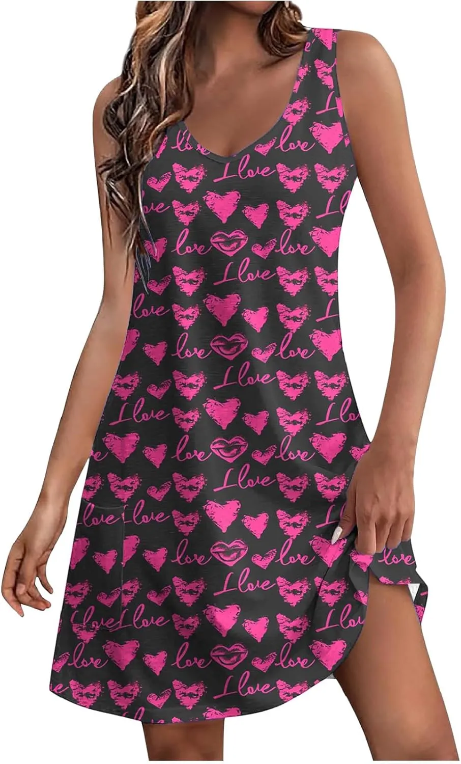 Summer Floral Sundress for Women Casual Sleeveless V Neck Button Down A Line Short Dress Beach Vacation Mini Dress