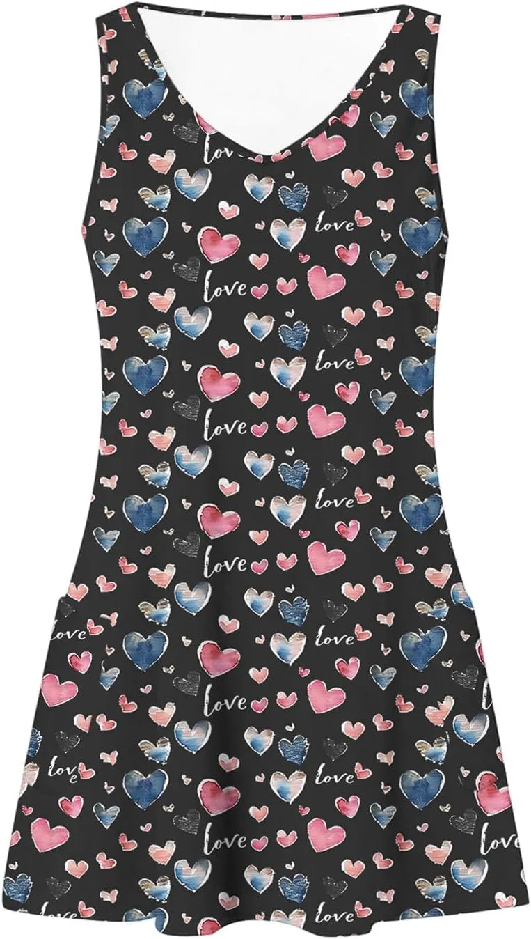 Summer Floral Sundress for Women Casual Sleeveless V Neck Button Down A Line Short Dress Beach Vacation Mini Dress