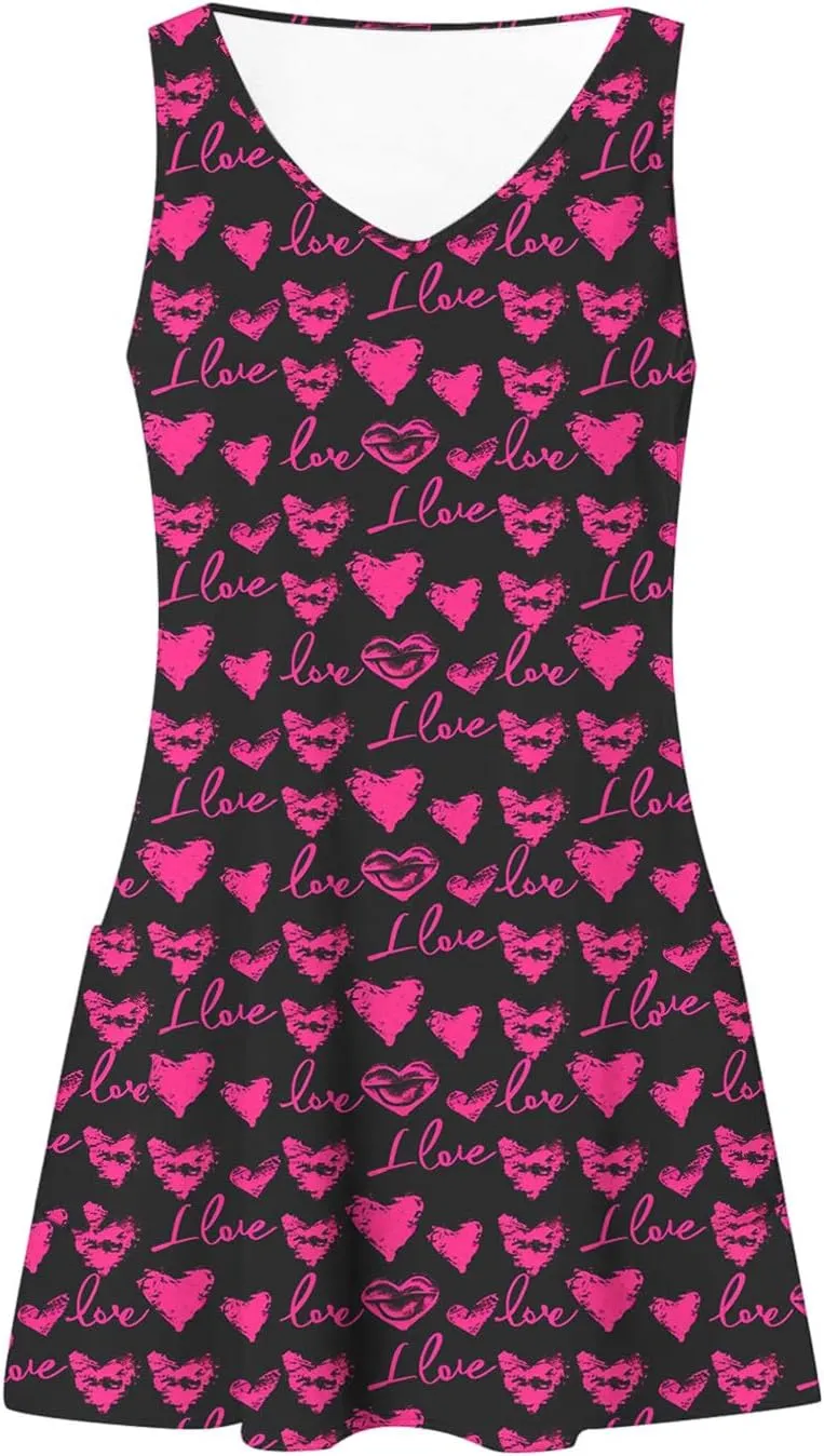Summer Floral Sundress for Women Casual Sleeveless V Neck Button Down A Line Short Dress Beach Vacation Mini Dress