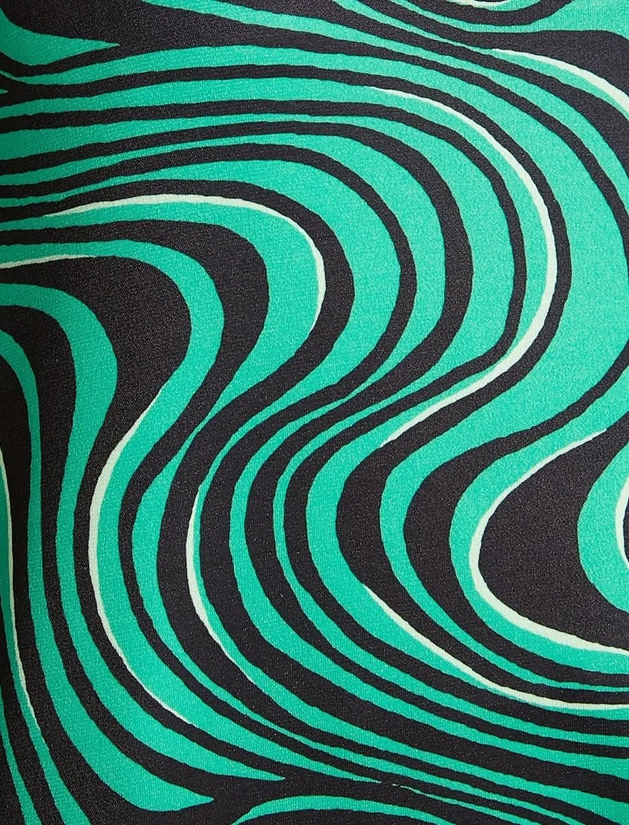 Swirl Print Strappy Midi Slip Sundress in Green