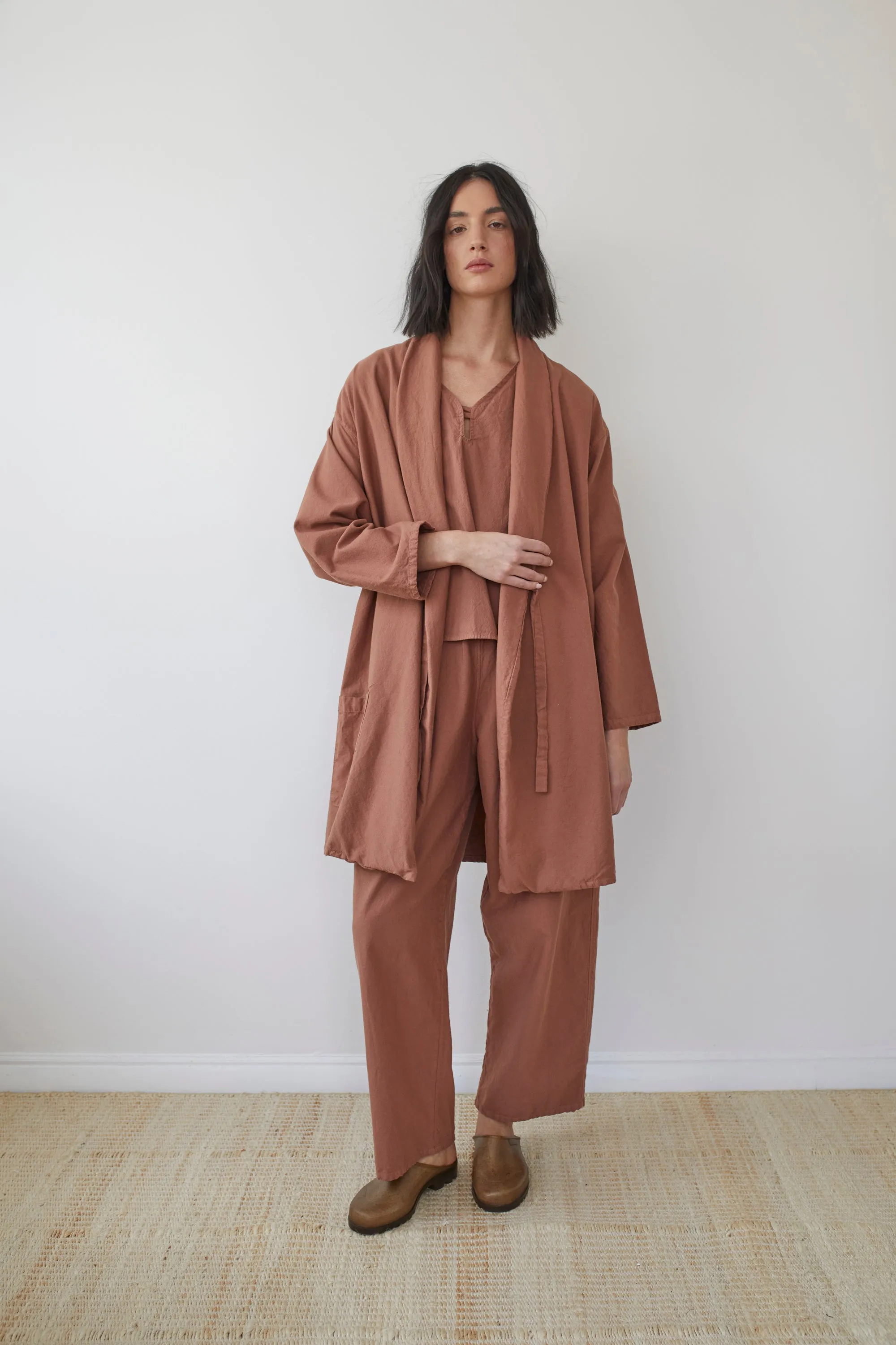 TWILL TIE TRENCH - CLAY