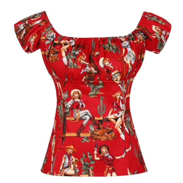 Vintage style Off-shoulder Blouse