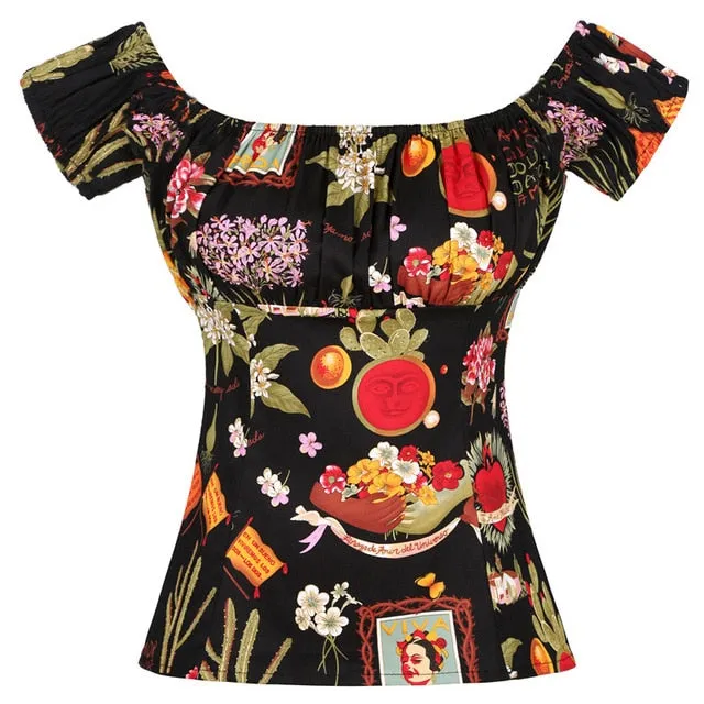Vintage style Off-shoulder Blouse
