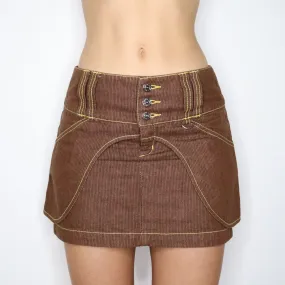 Vintage Y2K Brown Pinstripe Utility Skirt (Small)