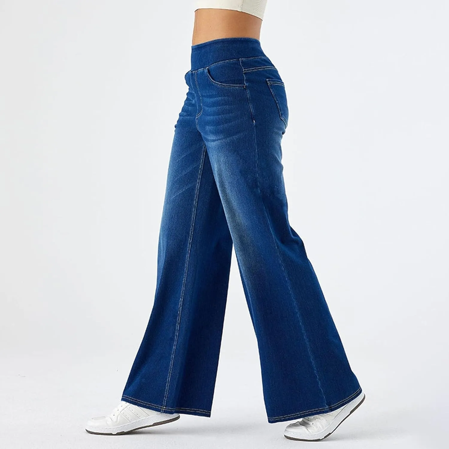 Women Stretch High Waisted Wide Leg Jeans Elastic Comfort Denim Pants Tummy Control Butt Lifting Casual Chic Wide Fit