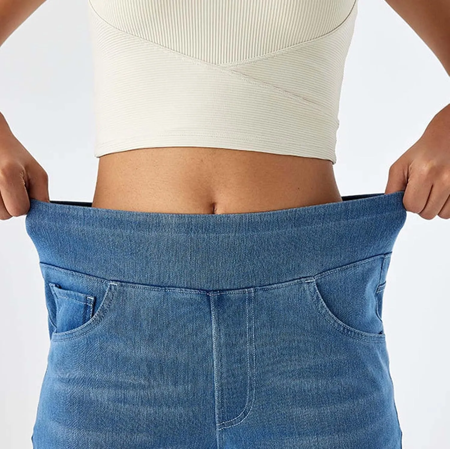Women Stretch High Waisted Wide Leg Jeans Elastic Comfort Denim Pants Tummy Control Butt Lifting Casual Chic Wide Fit