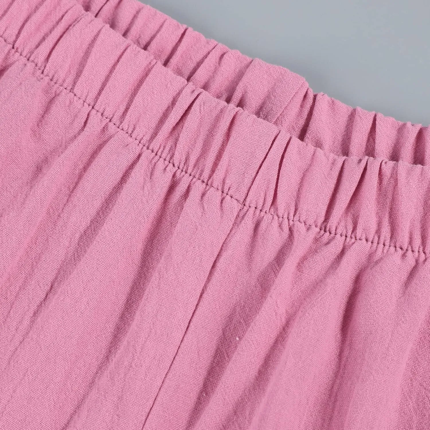 Women's Casual Pants 2025 Summer Tulip Hem Elastic Waist Straight-Leg Soft Loose Pants Baggy Trousers with Pockets