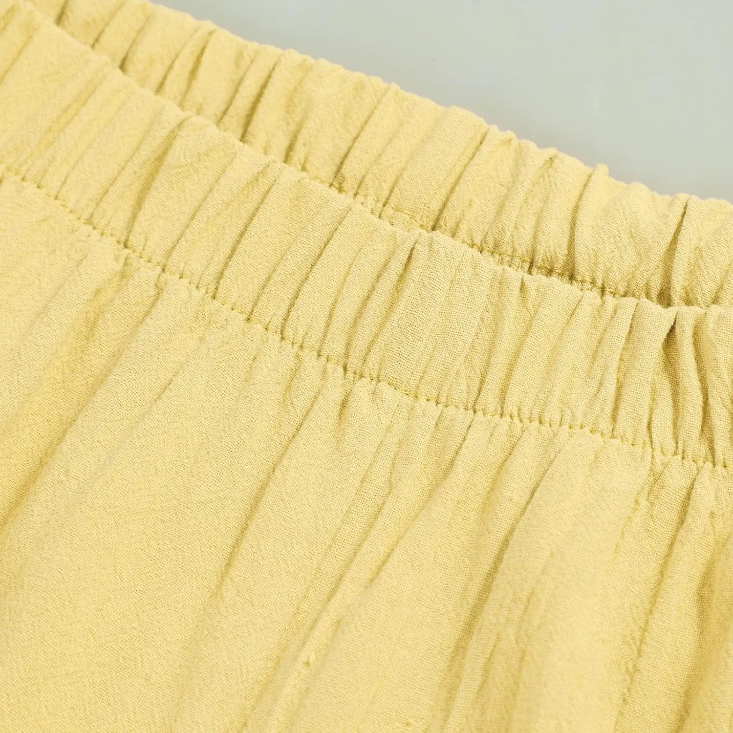 Women's Casual Pants 2025 Summer Tulip Hem Elastic Waist Straight-Leg Soft Loose Pants Baggy Trousers with Pockets