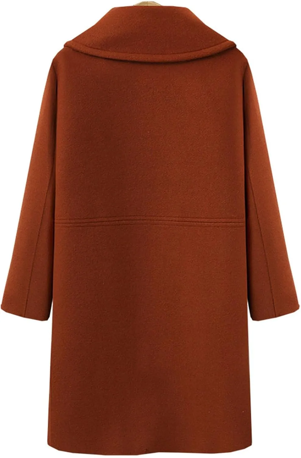 Women's Double Breasted Wool Coats Casual Notched Lapel Oversized Pea Coat Soft Warm Winter Trench Coat Outwear