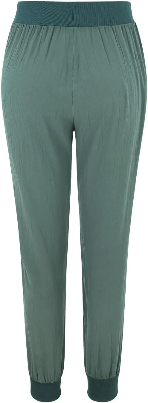 Womens Drawstring Cotton Linen Pants Solid Slim Fit Tapered Pant Soft Elastic Waist Straight Leg Trousers with Pocket
