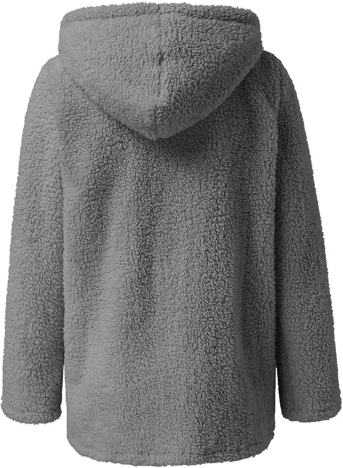 Womens Fuzzy Fleece Jacket 2024 Warm Winter Coats Soft Loose Cozy Long Sleeve Hooded Padded Outwear Trendy Teddy Coat