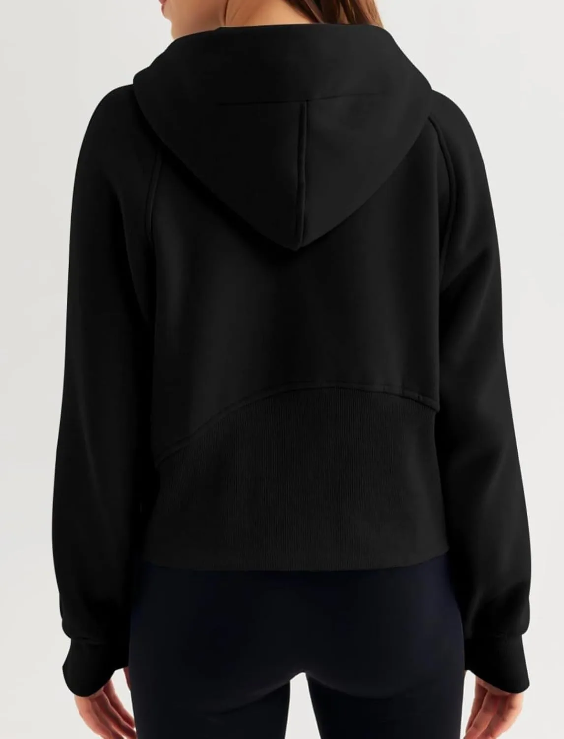 Women's Sports Sweatshirt - Chic Half-Zip Pullover Hoodie with Fleece - Fashionable Cropped Sweatshirt