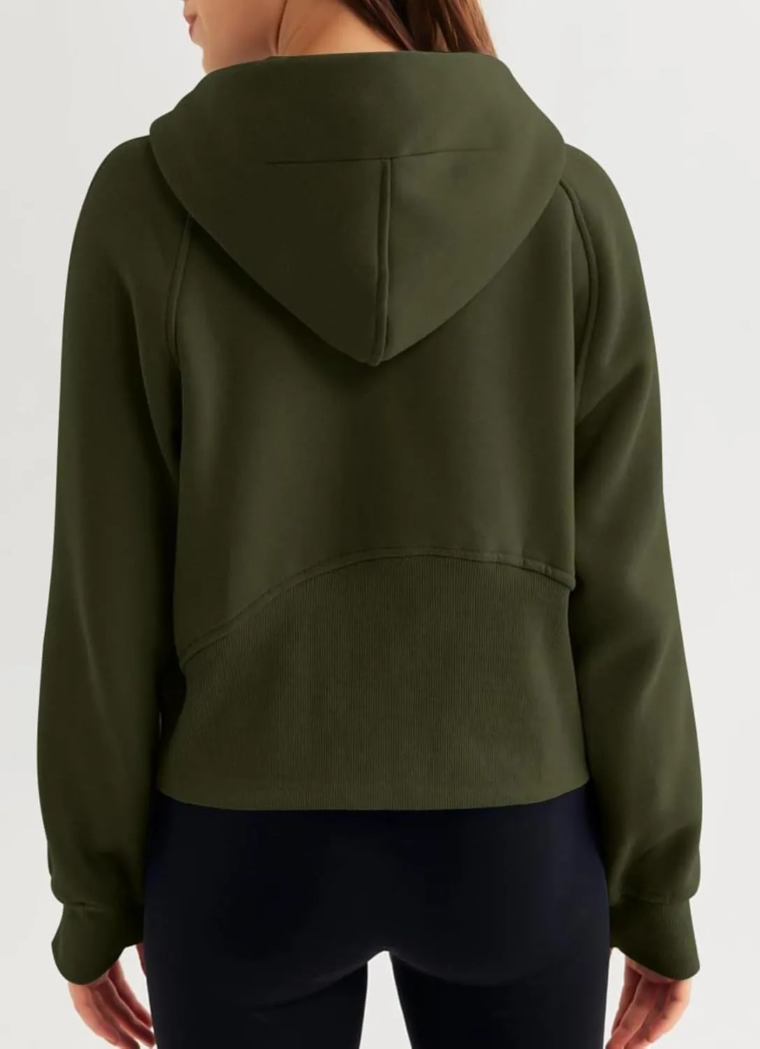 Women's Sports Sweatshirt - Chic Half-Zip Pullover Hoodie with Fleece - Fashionable Cropped Sweatshirt