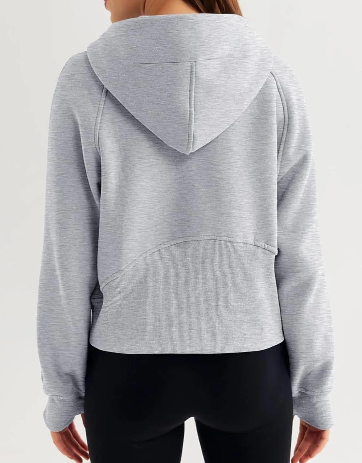 Women's Sports Sweatshirt - Chic Half-Zip Pullover Hoodie with Fleece - Fashionable Cropped Sweatshirt