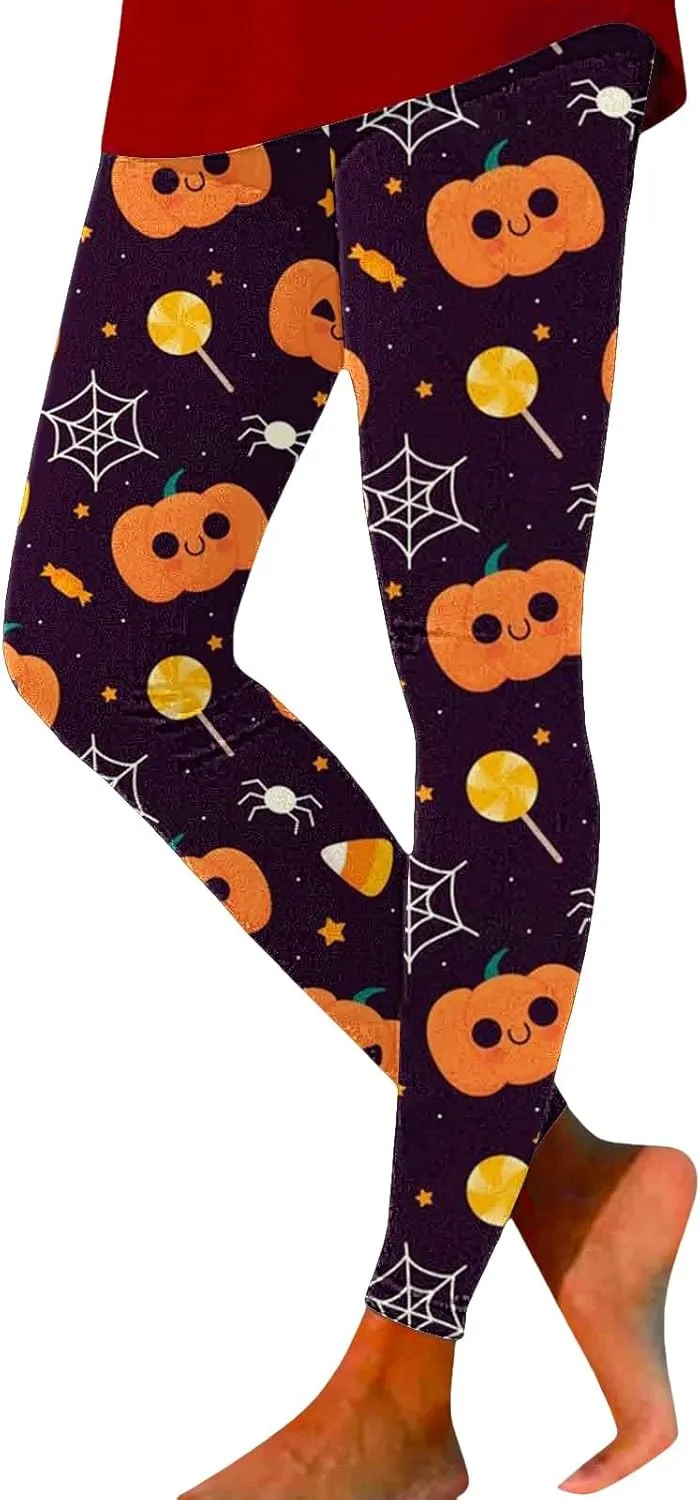 Women's Sugar Halloween Leggings Halloween Print Collection High Waist Women Leggings Printed Halloween Stretchy
