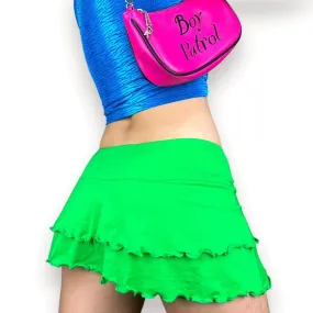 Y2K Acid Green Mesh Micro Skirt (XS)